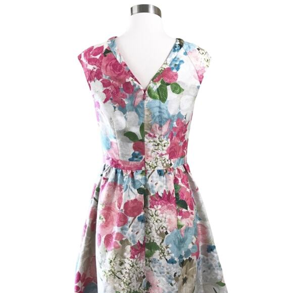 CYNTHIA STEFFE Floral Print Dress Jacquard Pink Peony Cocktail Fit & Flare 6 NWT - Picture 6 of 8